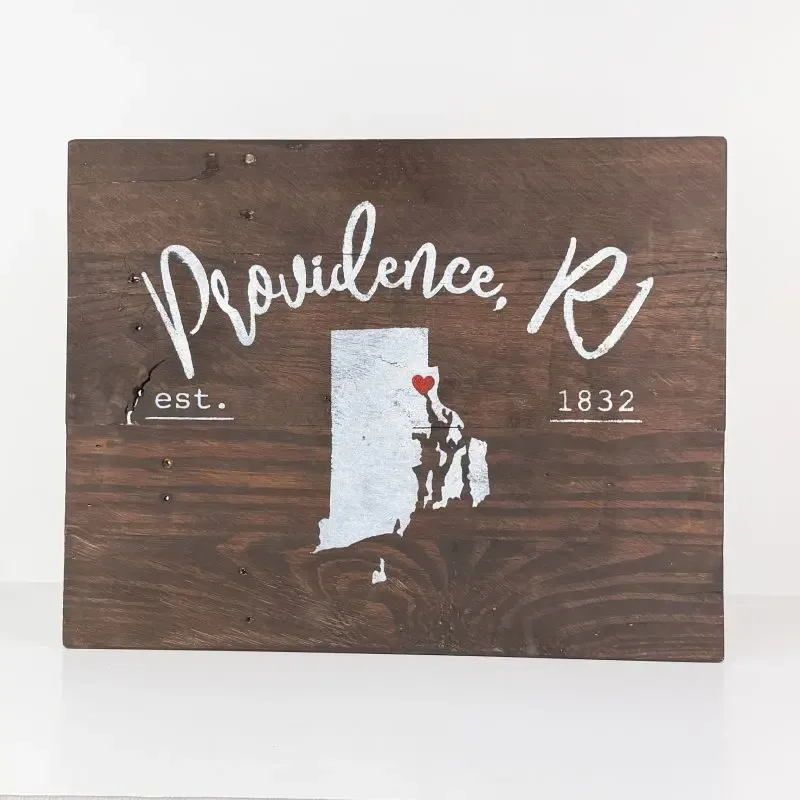 Providence, RI | Town and State Sign | Dark Brown Stain