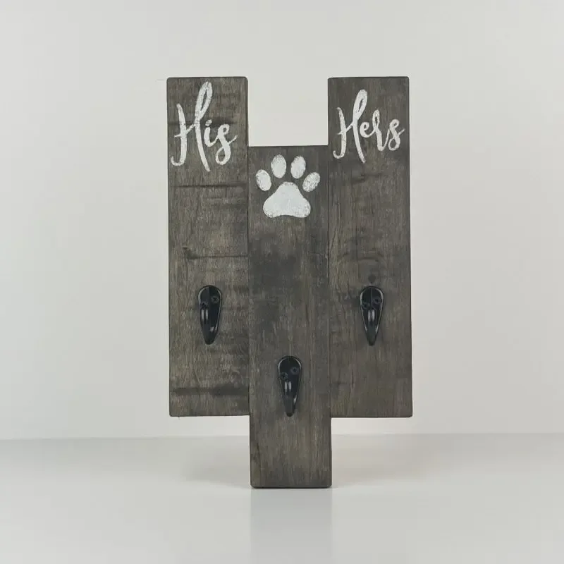 His & Hers Pupper's Leash Hanger | Gray Stain